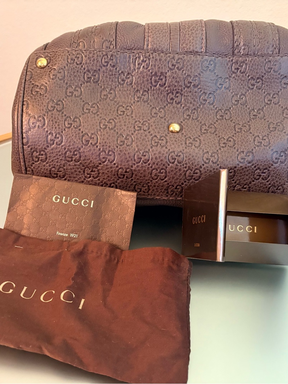 Gucci Brown Leather Briefcase with Gold Crest Hardware - Picture 5 of 12